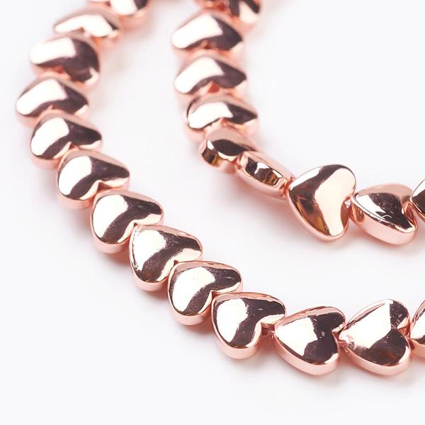 PandaHall Electroplate Non-magnetic Synthetic Hematite Beads Strands, Grade AAA, Heart, Rose Gold Plated, 5x6x3mm, Hole: 1mm, about...