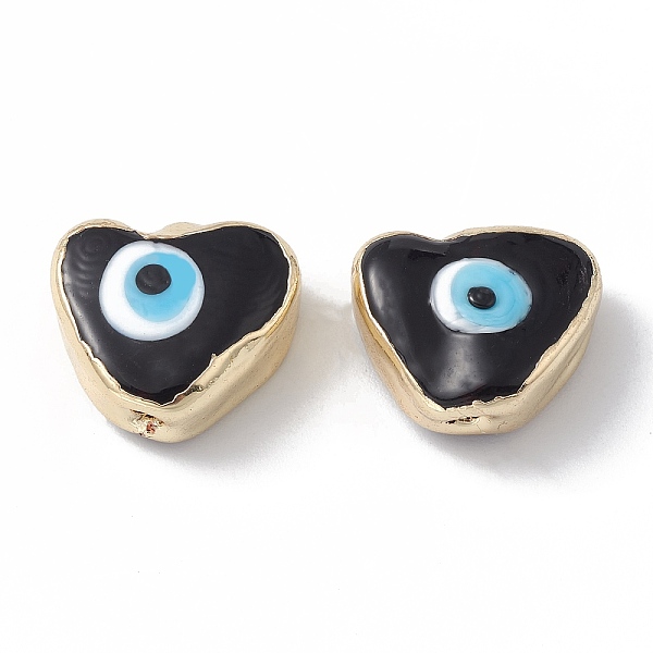 

PandaHall Brass Beads, with Enamel, Real 18K Gold Plated, Heart with Evil Eye, Black, 14.5x16x7mm, Hole: 1.6mm Brass+Enamel Heart Black