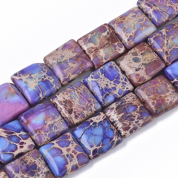 

PandaHall Natural Imperial Jasper Beads Strands, Dyed, Flat Slice Square Beads, 14x14x5.5mm, Hole: 1mm, about 28~29pcs/strand, 15.35 inch..., Purple