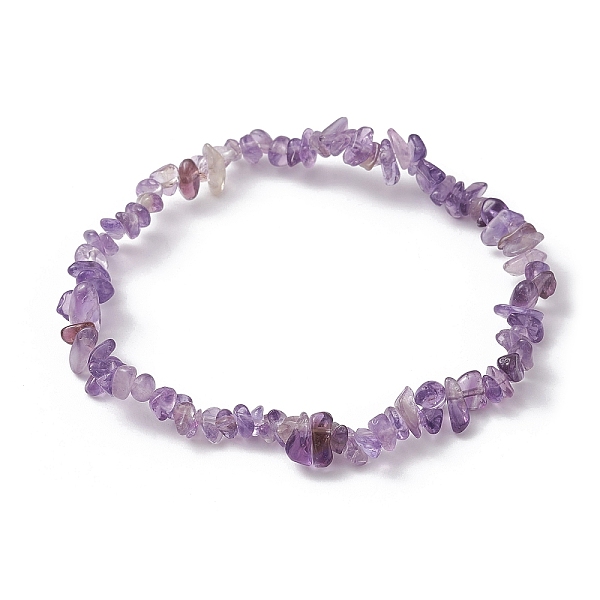 Stretch-Armbänder Mit Natürlichen Amethystsplittern Und Perlen Für Damen