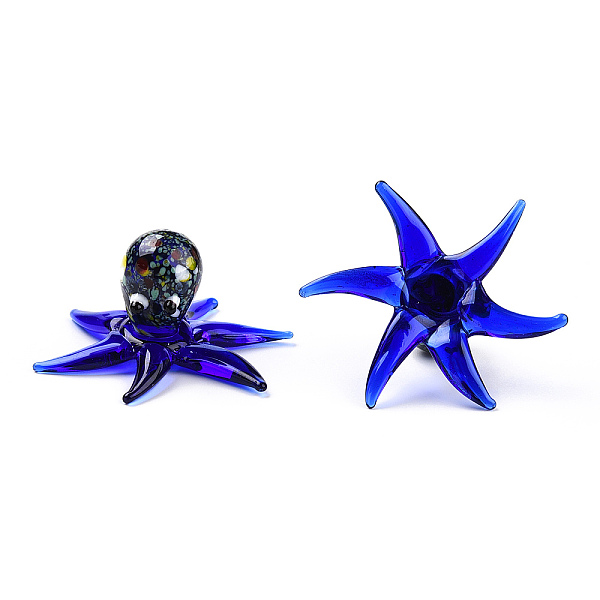 

PandaHall Handmade Lampwork Display Decorations, for Home Decorations, Octopus, Dark Blue, 56~60.5x57~58x30~32mm Lampwork Other Animal