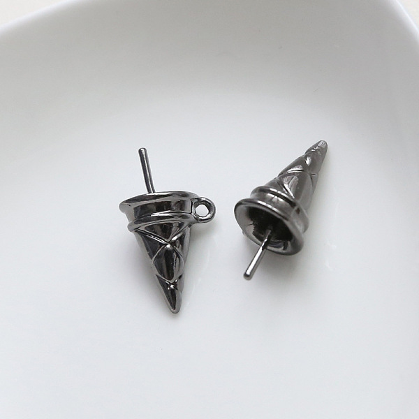 

PandaHall Brass Ice Cream Cone Peg Bail Pin Charms, for Half Drilled Baroque Pearl Making, Gunmetal, 21x12mm, Hole: 1.4mm, Pin: 1mm Brass