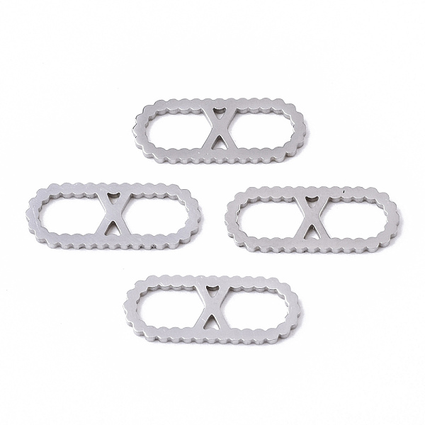 

PandaHall 201 Stainless Steel Links Connectors, Laser Cut, Oval with Letter, Stainless Steel Color, Letter.X, 15x6x1mm, Hole: 4x5~7mm 201...