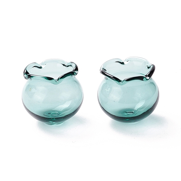 

PandaHall Glass Bead Cone for Wind Chimes Making, Campanula Medium L, Aqua, 15x16mm, Hole: 2.7mm Glass Flower Cyan