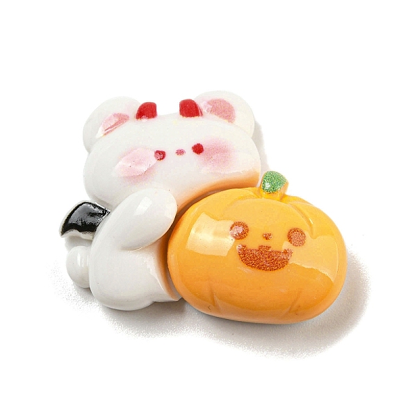 

PandaHall Halloween Theme Opaque Resin Decoden Cabochons, Pumpkin with Bear, 23.5x28x9mm Resin Pumpkin