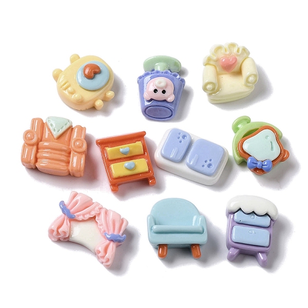 

PandaHall Sofa/Lamps/Refrigerator Opaque Resin Furniture Decoden Cabochons, Mixed Shapes, Mixed Color, 13~18.5x11.5~19.5x6~9.5mm Resin Mixed..., Multicolor