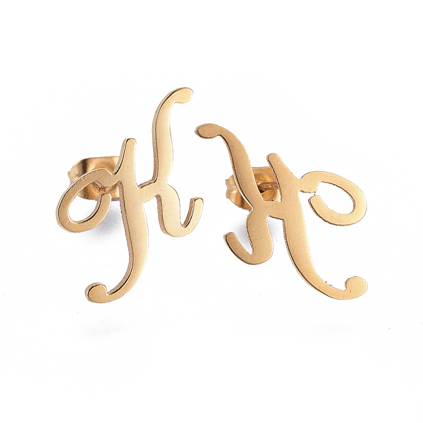 

PandaHall 304 Stainless Steel Stud Earrings, Hypoallergenic Earrings, Golden, 14x14x1mm, Pin: 0.8mm 304 Stainless Steel