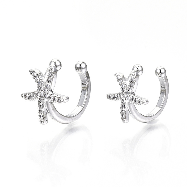 Boucles D'oreilles Manchette En Laiton Zircon Cubique Transparent