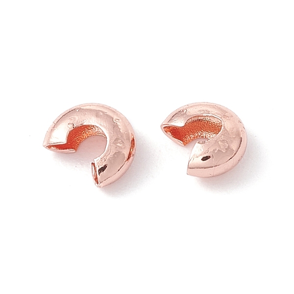 

PandaHall Brass Crimp Beads Covers, Cadmium Free & Lead Free, Rose Gold, 4x3.5x2mm, Hole: 2mm Brass