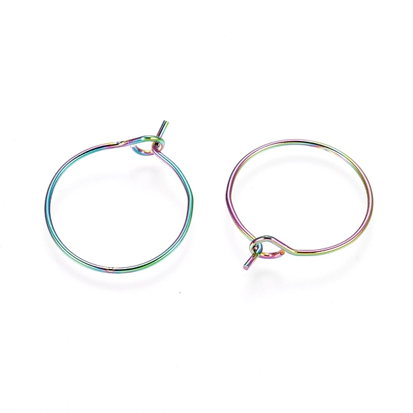

PandaHall Ion Plating(IP) 316L Surgical Stainless Steel Hoop Earring Findings, Wine Glass Charms Findings, Rainbow Color, 15x0.7mm, 21 Gauge...