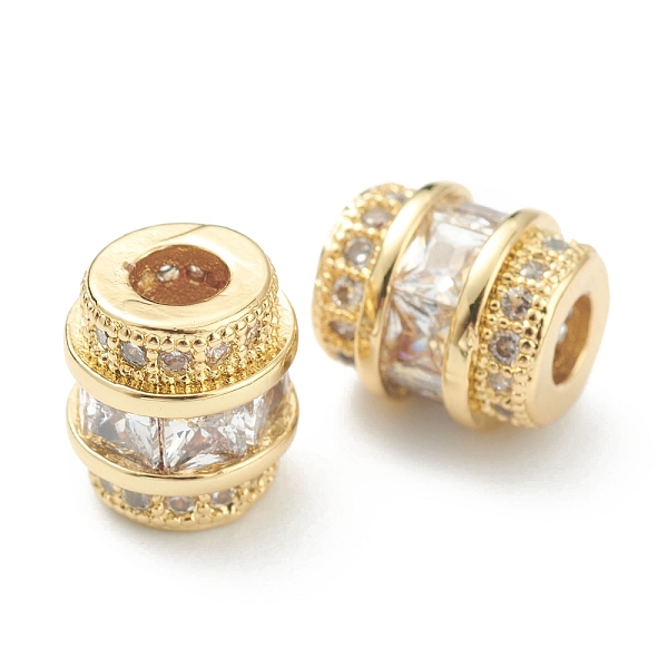 

PandaHall Brass Clear Cubic Zirconia Beads, Long-Lasting Plated, with Jump Ring, Tube, Golden, 8x7mm Brass+Cubic Zirconia Tube Clear