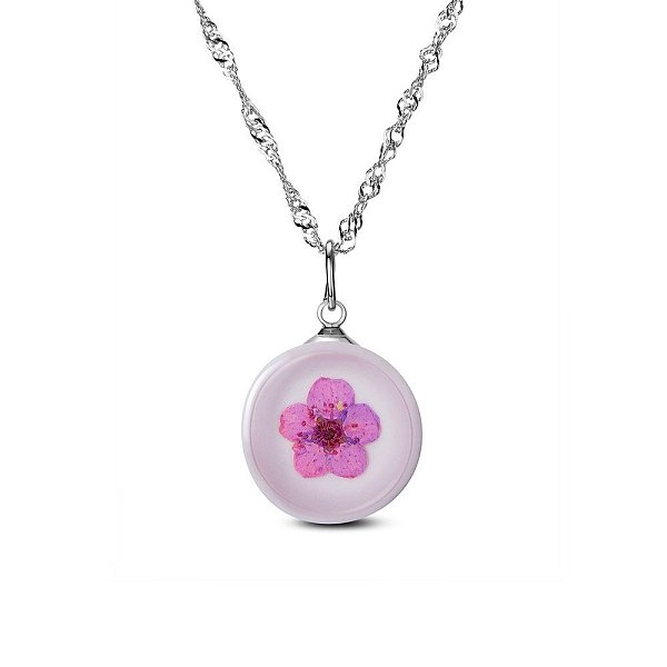 

PandaHall SHEGRACE Rhodium Plated 925 Sterling Silver Round Pendant Necklaces, with Flower Pattern, Spring Clasps, Platinum, 17.7 inch..., Purple
