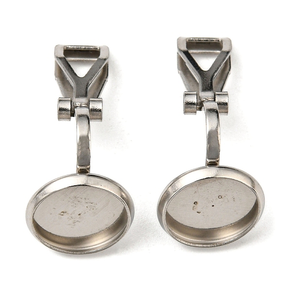 

PandaHall 304 Stainless Steel Ear Cuff Findings, with 201 Stainless Steel Cabochon Tray Settings, Flat Round, Stainless Steel Color, Tray...