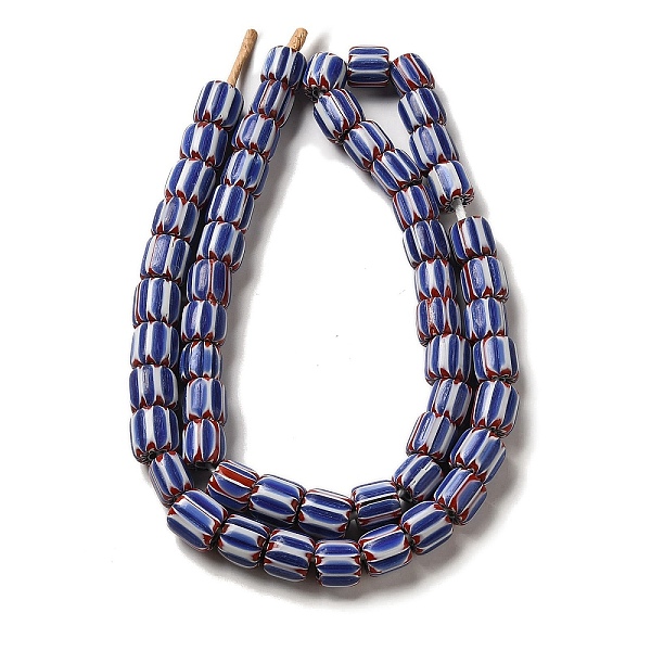 

PandaHall Handmade Nepalese Lampwork Beads, Chevron Beads, Column, Royal Blue, 10~13x11~13mm, Hole: 2mm, about 54~56pcs/strand...