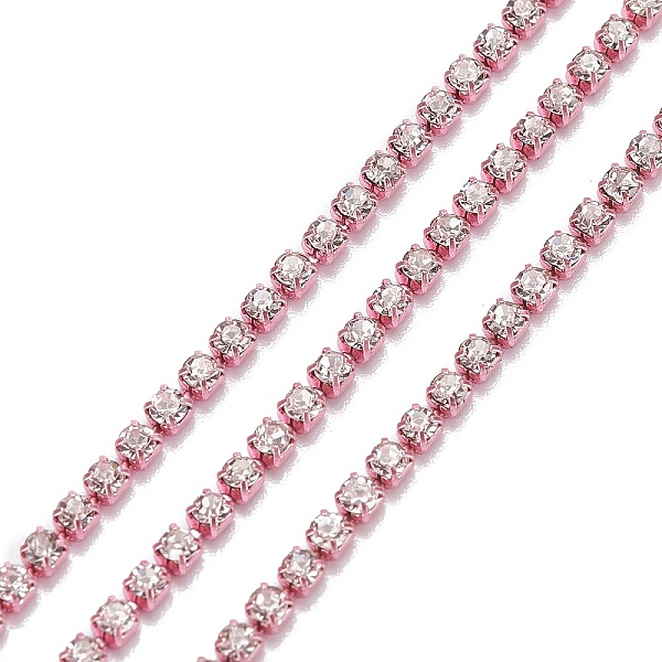 

PandaHall Electrophoresis Brass Rhinestone Strass Chains, with Plastic Spools, Rhinestone Cup Chains, Pink, 2~2.1mm, 4.92 Feet(1.5m)/Bag...