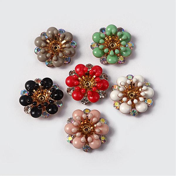 Laiton Fleur Supports Strass émail Pour Cabochon