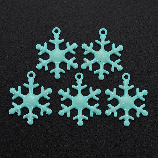 

PandaHall Spray Painted Alloy Enamel Pendants, with Glitter Powder, Cadmium Free & Nickel Free & Lead Free, Snowflake, Turquoise..., Green