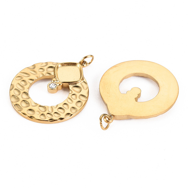 

PandaHall Hammered 304 Stainless Steel Pendant Cabochon Settings, with Jump Rings, Flat Round, Real 14K Gold Plated, Tray: 7x7mm, 24x20x2mm...