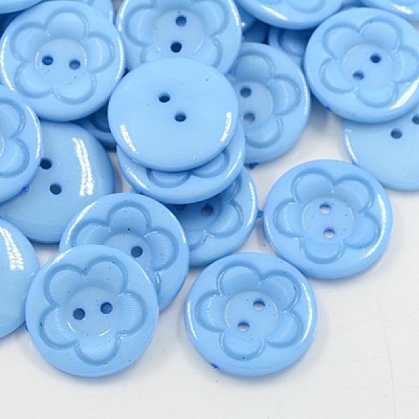 

PandaHall Acrylic Sewing Buttons for Clothes Design, Plastic Shirt Buttons, 2-Hole, Dyed, Flat Round with Flower Pattern, Cornflower Blue...