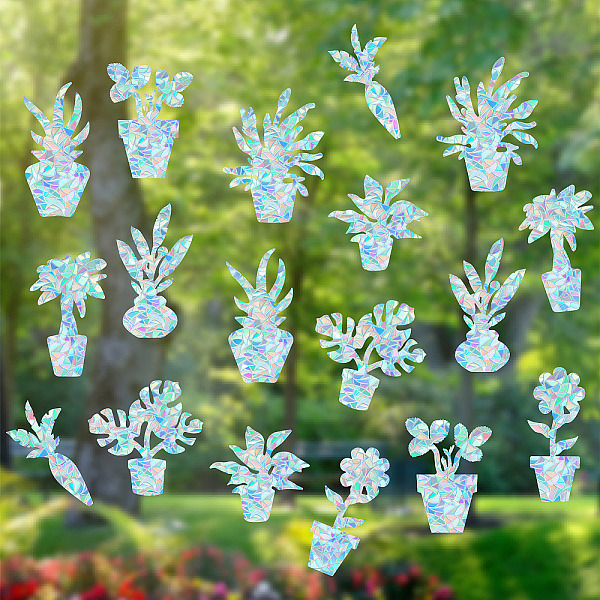 

PandaHall GORGECRAFT 8 Styles Potted Plants Anti-Collision Window Clings 33x13 Botanical Glass Alert Prism Decals Rainbow Static Window...