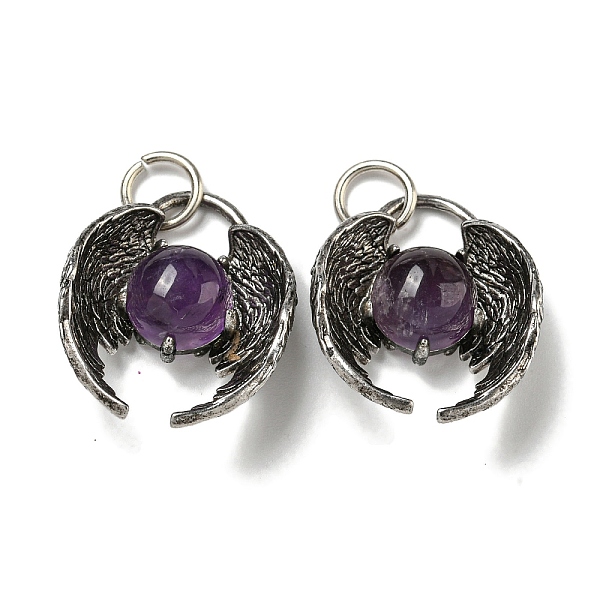 

PandaHall Bat Natural Amethyst Pendants, Rack Plating Brass Halloween Charms, Cadmium Free & Lead Free, Antique Silver, 27x22x9.5mm, Hole...