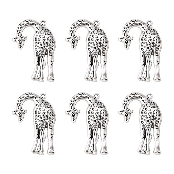 

PandaHall Tibetan Style Alloy Pendants, Giraffe, Antique Silver, Lead Free and Cadmium Free, 44x30x4mm, Hole: 2mm, about 140pcs/1000g Alloy...