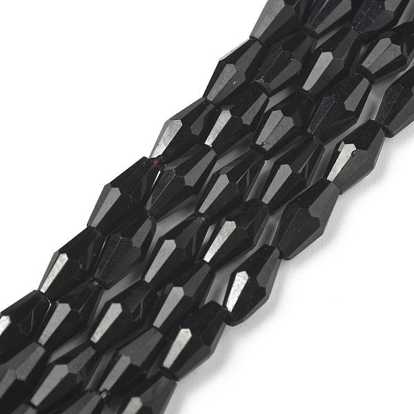 

PandaHall Opaque Glass Beads Strands, Faceted, Bicone, Black, 8x4mm, Hole: 0.8mm, about 70pcs/Strand, 22.99''(58.4cm) Glass Bicone Black