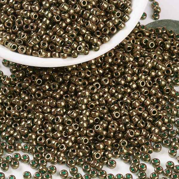 

PandaHall MIYUKI Round Rocailles Beads, Japanese Seed Beads, 8/0, (RR307) Dark Topaz Gold Luster, 3mm, Hole: 1mm, about 19000~20500pcs/pound..., Brown