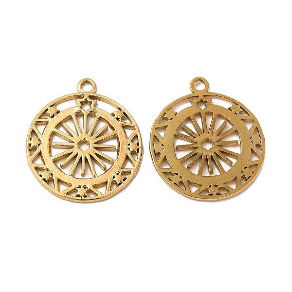 

PandaHall Ion Plating(IP) 304 Stainless Steel Pendants, Flat Round with Star Charm, Golden, 23x20x1mm, Hole: 1.8mm 304 Stainless Steel Flat...