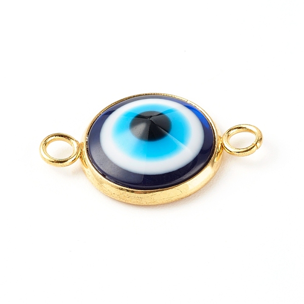 

PandaHall Resin Evil Eye Links Connectors, with 304 Stainless Steel Settings, Golden, 13.5x21x4.5mm, Hole: 2.3mm Resin Evil Eye