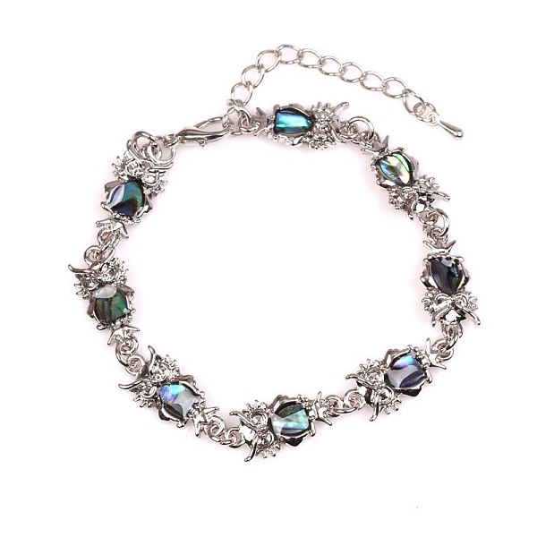 

PandaHall Owl Natural Abalone Shell/Paua Shell Link Bracelets for Women Shell Owl
