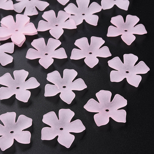 

PandaHall Transparent Acrylic Beads, Frosted, Flower, Pearl Pink, 25.5x26.5x4.5mm, Hole: 2mm, about 900pcs/500g Acrylic Flower