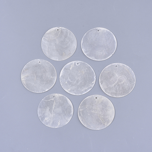 

PandaHall Capiz Shell Pendants, Flat Round, WhiteSmoke, 39.5x1mm, Hole: 1.8mm Capiz Shell Flat Round White