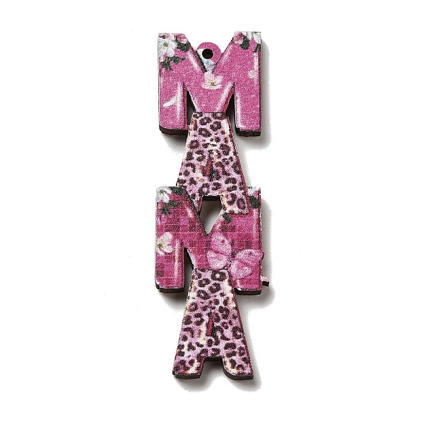 

PandaHall Mother's Day Theme Wooden Pendants, Letter, 59.5x17x2.5mm, Hole: 1.8mm Wood Letter