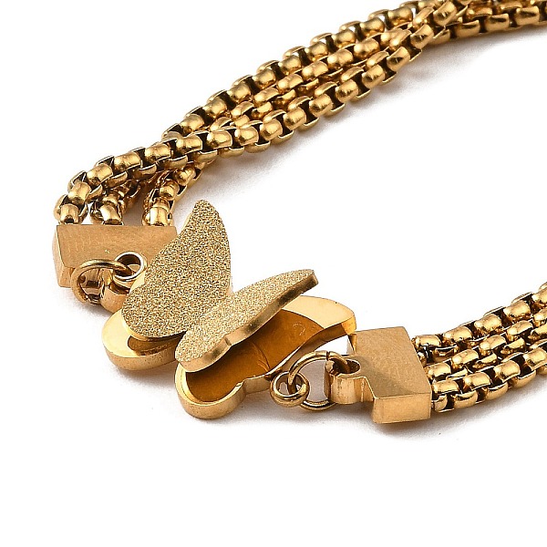 

PandaHall 304 Stainless Steel Butterfly Link Bracelet with Box Chains, Golden, 6-3/4 inch(17cm) 304 Stainless Steel Butterfly