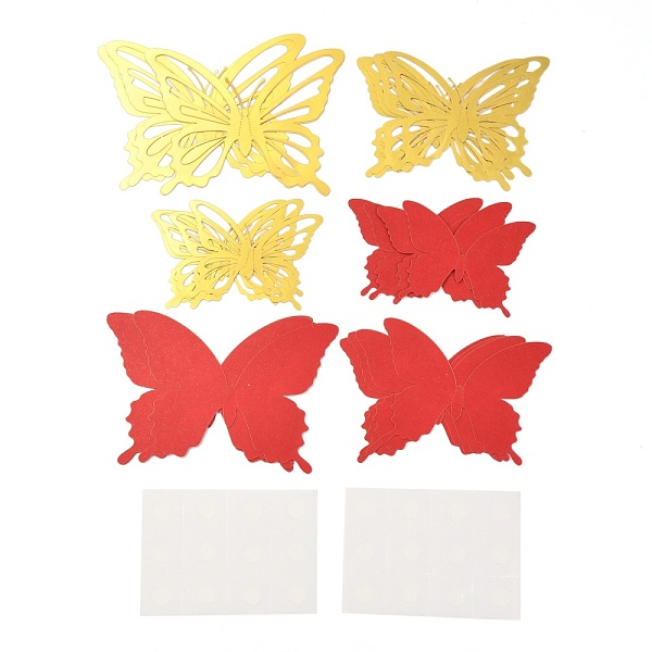 

PandaHall 3D Plastic Wall Stickers, with Adhesive Tape, for Home Living Room Bedroom Wall Decorations, Butterfly, Red, 60~90x80~120x0.5mm...