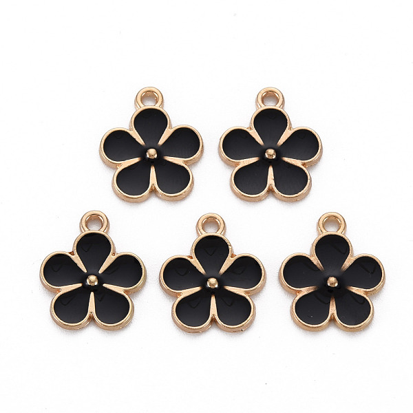 

PandaHall Alloy Enamel Pendants, Light Gold, Cadmium Free & Nickel Free & Lead Free, Flower, Black, 17x14x2.5mm, Hole: 1.6mm Alloy+Enamel...