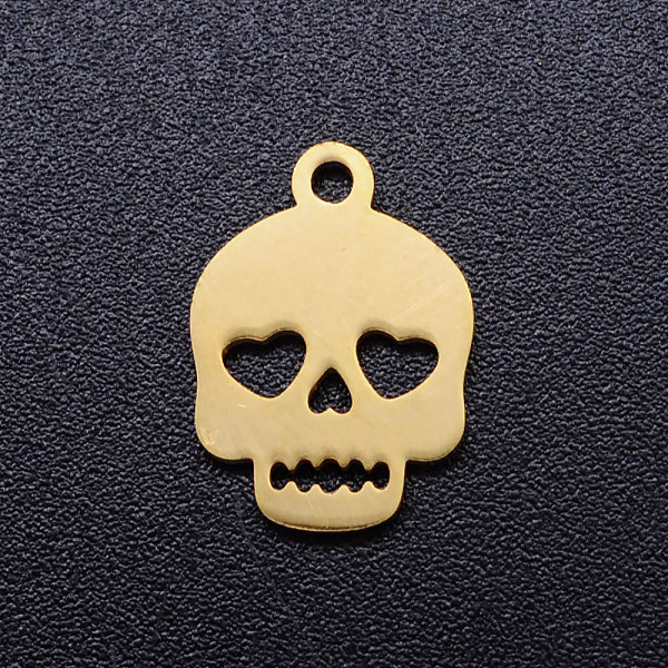 

PandaHall 201 Stainless Steel Charms, Skull, Golden, 13.5x10x1mm, Hole: 1.4mm 201 Stainless Steel Skull