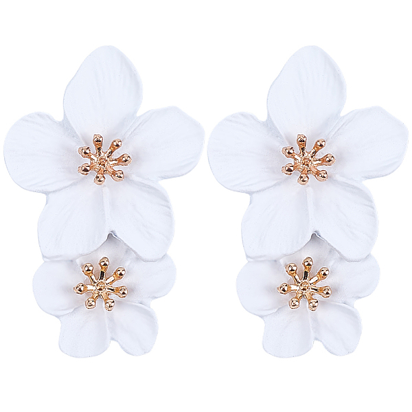 1 paire de boucles d'oreilles pendantes en alliage en forme de fleur