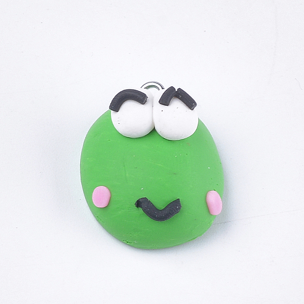 

PandaHall Handmade Polymer Clay Pendants, with Iron Findings, Frog, Platinum, Green, 25x20.5x13.5mm, Hole: 1.5mm Polymer Clay Frog Green