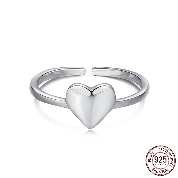

PandaHall Rhodium Plated 925 Sterling Silver Heart Open Cuff Rings, for Mother's Day, with 925 Stamp, Real Platinum Plated, 1.4mm, US Size 7...