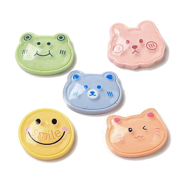 

PandaHall Frog/Cat Shape/Bear Translucent Resin Decoden Cabochons, Animals with Glitter Powder, Mixed Color, 16~18x18~21x5.5mm Resin Mixed..., Multicolor