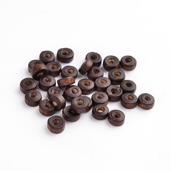 

PandaHall Natural Maple Wood Beads, Lead Free, Flat Round, Dyed, Brown, 6x3mm, Hole: 2mm Maple Wood Flat Round Brown