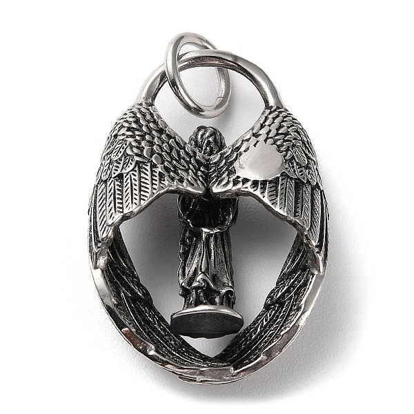 

PandaHall Ion Plating(IP) 304 Stainless Steel Pendants, with Jump Ring, Praying Angel Charm, Antique Silver, 38x25.5x9mm, Hole: 6.5mm 304...