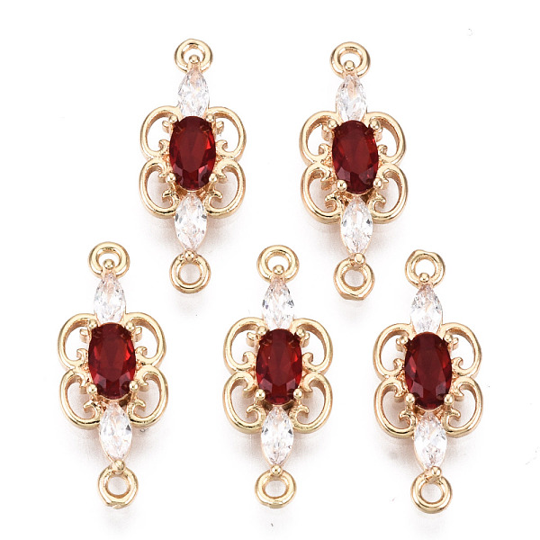 

PandaHall Brass Micro Pave Cubic Zirconia Links Connectors, with Glass, Long-Lasting Plated, Light Gold, Butterfly, Red, 17.5x7x3mm, Hole...