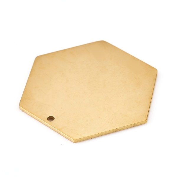 

PandaHall 304 Stainless Steel Pendants, Manual Polishing, Stamping Blank Tag, Laser Cut, Hexagon, Golden, 30x27x1mm, Hole: 1mm 304 Stainless...