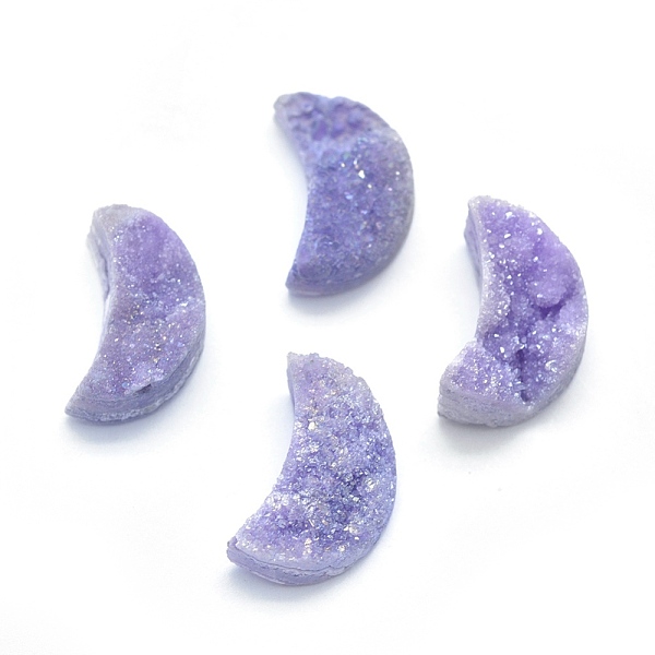 

PandaHall Natural Druzy Quartz Charms, Moon, Rainbow Plated, 13~13.5x8~9x4~7mm, Hole: 0.8mm Quartz Moon