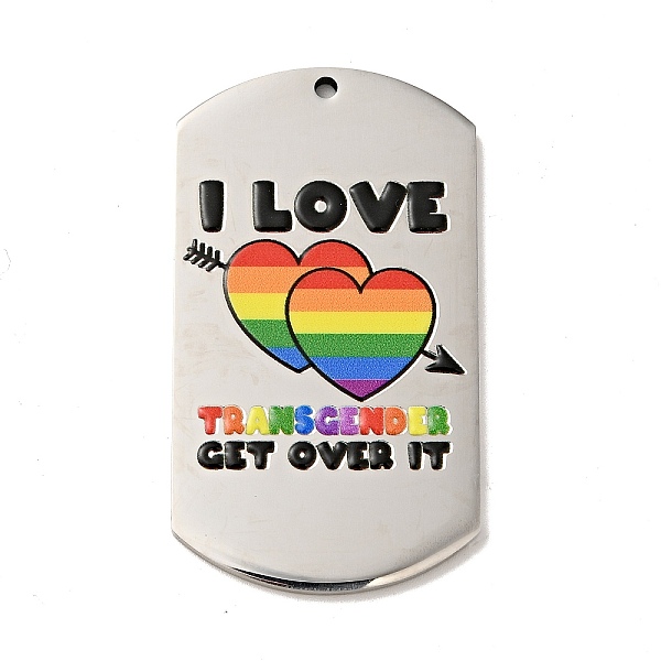 

PandaHall Pride 201 Stainless Steel Big Pendants, Oval Rectangle, Stainless Steel Color, Heart Pattern, 50x28x2mm, Hole: 1.8mm 201 Stainless...