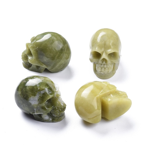 

PandaHall Halloween Natural Lemon Jade Home Decorations, Skull, 38~38.5x32~32.5x49~50mm Lemon Jade Skull