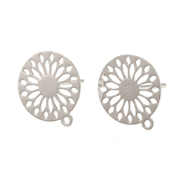 

PandaHall Brass Stud Earring Findings, with Loop, Flat Round, Nickel Free, Real Platinum Plated, 12.5x11mm, Hole: 1mm, pin: 0.6mm Brass Flat...